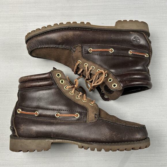 Timberland 7 Eye Chukka Boots Men’s Size 10 Brown Leather Moc Toe Casual Shoes main image 6